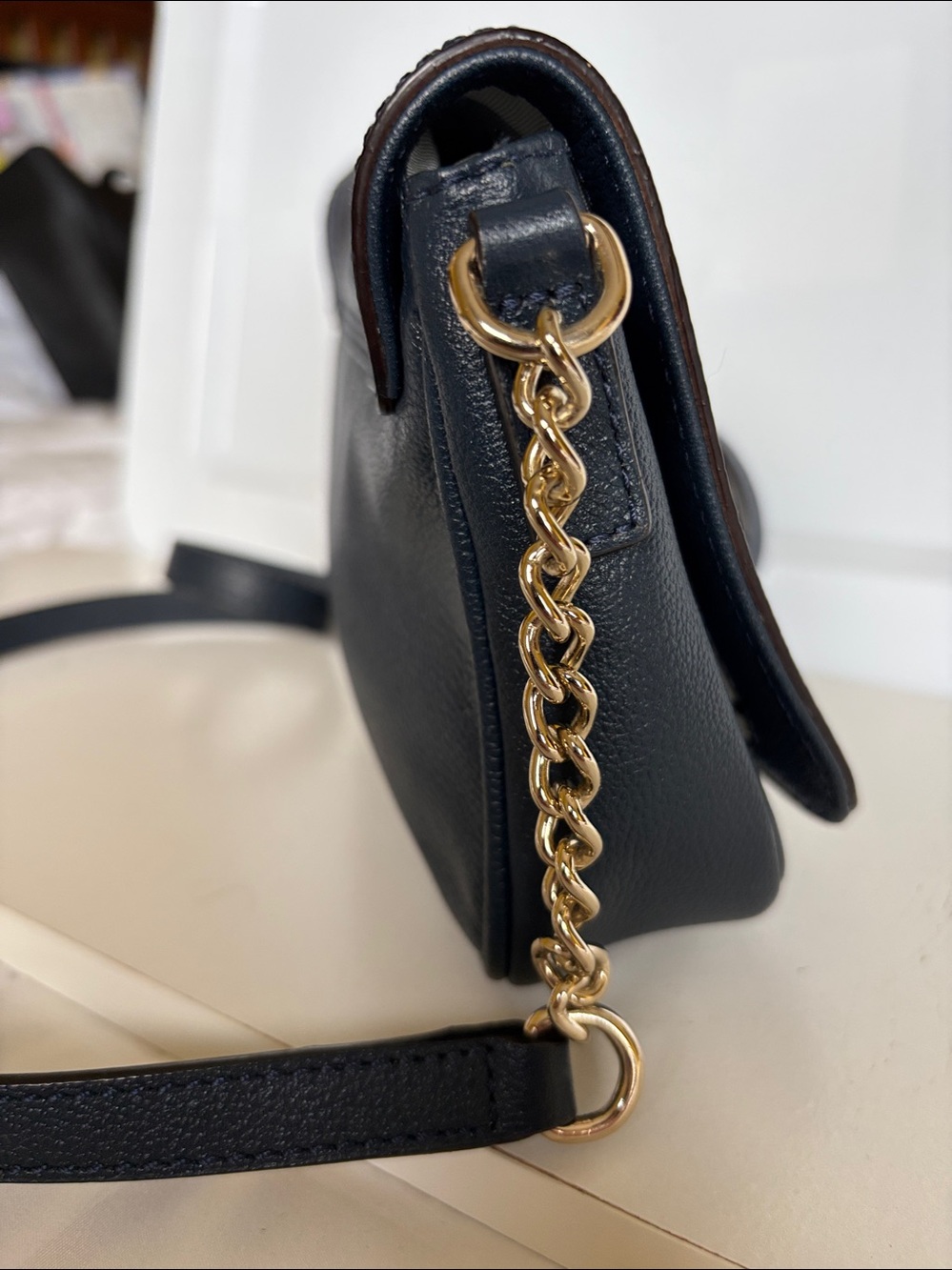 Kate Spade Primrose Hill Little Kaelin Bow Navy leather purse bag crossbody. - Picture 7 of 16